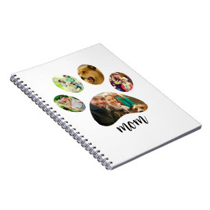 Mothers Day Dog mum   5 Paw Print Photo Collage Notebook