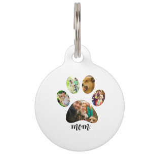 Mothers Day Dog mum 5 Paw Print Photo Collage Pet Tag