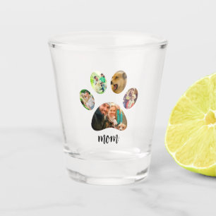 Mothers Day Dog mum 5 Paw Print Photo Collage Shot Glass