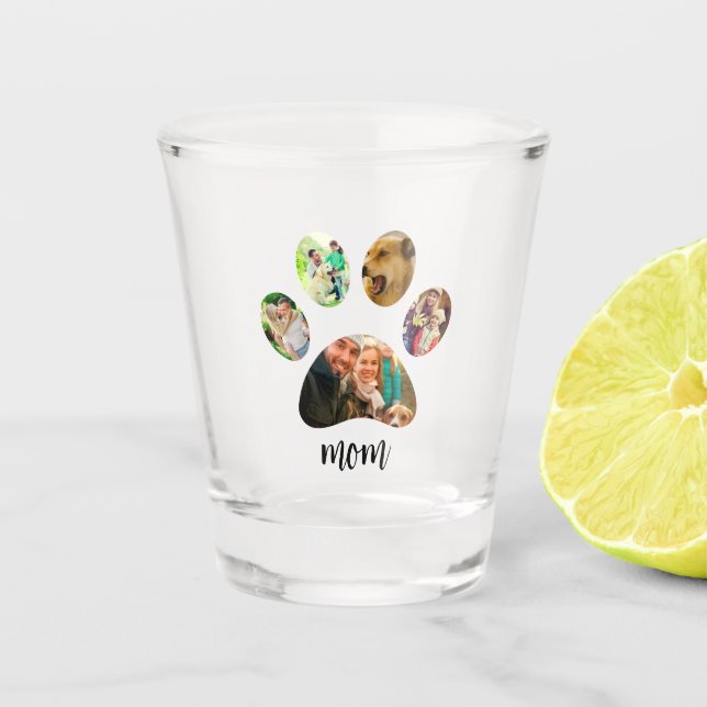 Mothers Day Dog mum | 5 Paw Print Photo Collage Shot Glass (Front)