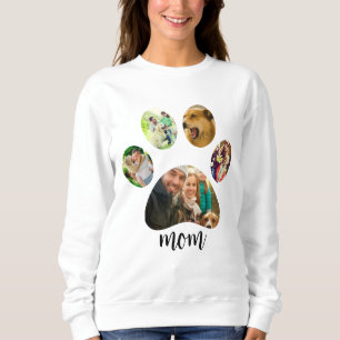 Mothers Day Dog mum   5 Paw Print Photo Collage Sweatshirt