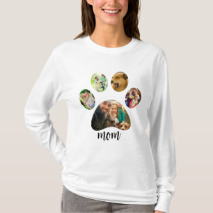 Mothers Day Dog mum   5 Paw Print Photo Collage T-Shirt