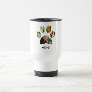 Mothers Day Dog mum 5 Paw Print Photo Collage Travel Mug