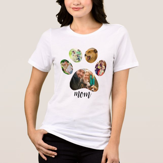 Mothers Day Dog mum | 5 Paw Print Photo Collage Tri-Blend Shirt (Front)