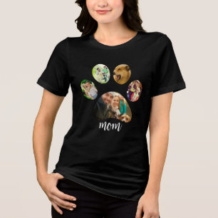 Mothers Day Dog mum 5 Paw Print Photo Collage Tri-Blend Shirt