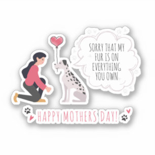 Mothers Day Dog Mum Funny Paws Love Heart
