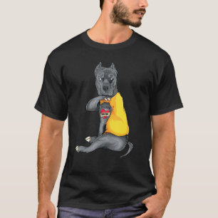 Mothers Day Dog Pitbull I Love Mum Tattoo T-Shirt