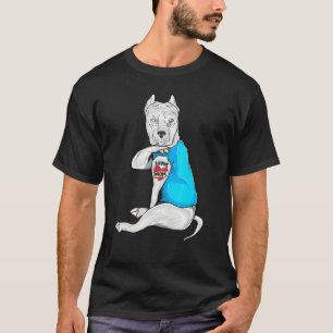 Mothers Day Dog Pitbull I Love Mum Tattoo T-Shirt