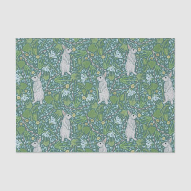 Mother's Day Easter White Bunny in Spring Garden Tissue Paper (Front)