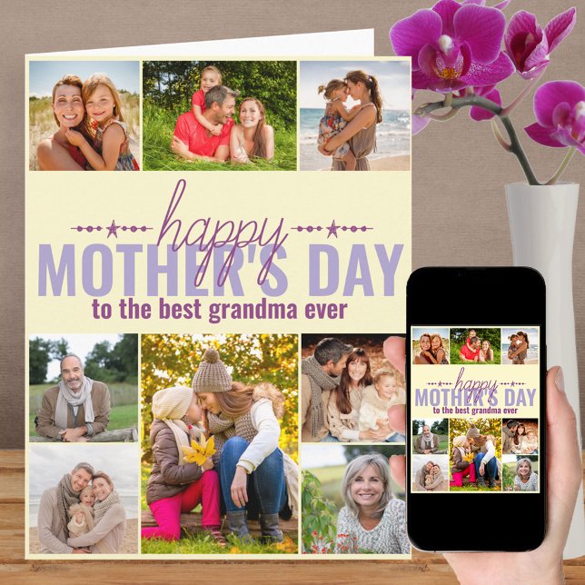 Mothers Day Editable Best Grandma Ever 8 Photo Card (Creator Uploaded)