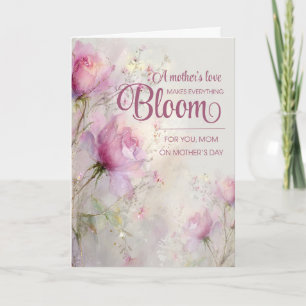 Mother's Day Elegant Feminine Pink Rose Floral  Card