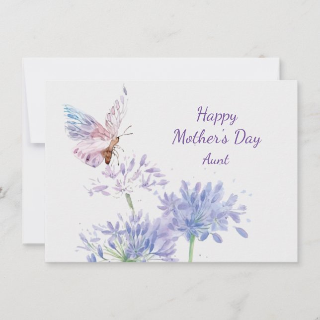Mother's Day Elegant Garden Butterfy Aunt Card (Front)