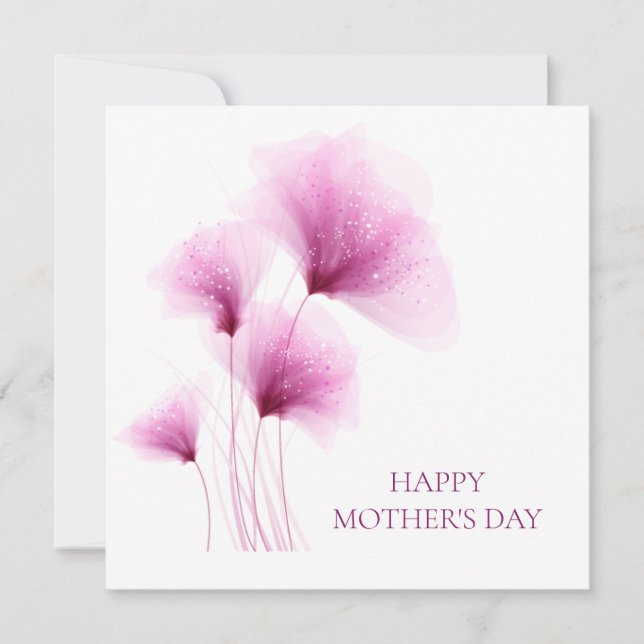 Mother's Day Elegant Glitter Pink Floral Holiday Card (Front)