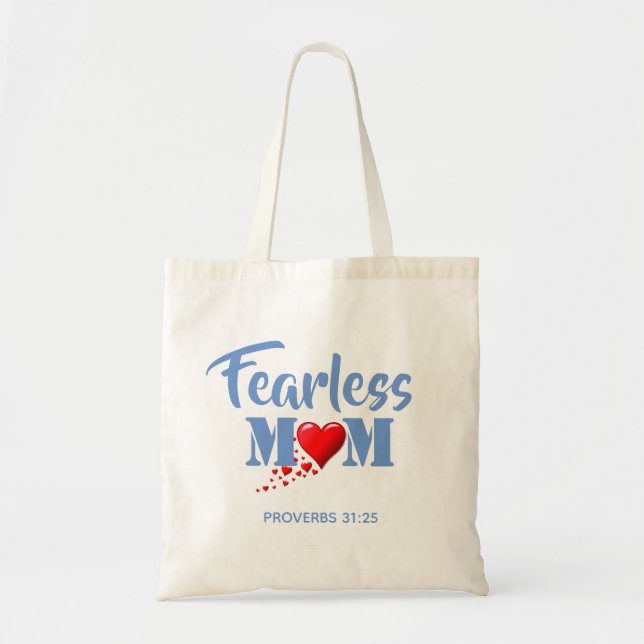 MOTHER'S DAY Fearless Mum Hearts Blue Tote Bag (Front)