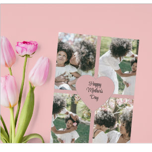Mother's Day Flat Holiday Card with Photo Collage