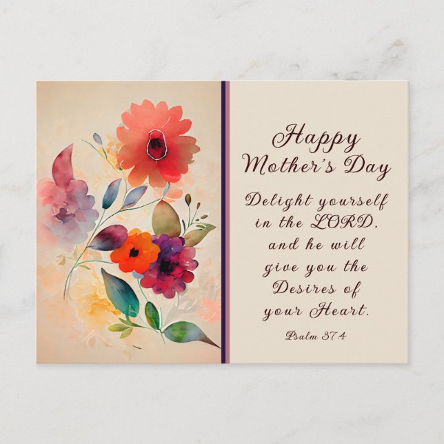 Mother's Day Floral Garden Bible Verse Postcard (Front)