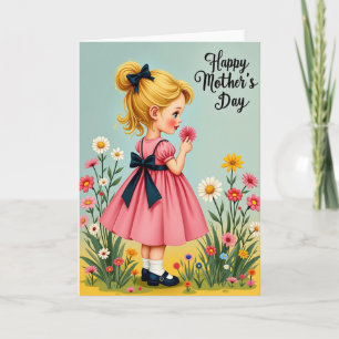 Mothers Day Floral Girl Art Card