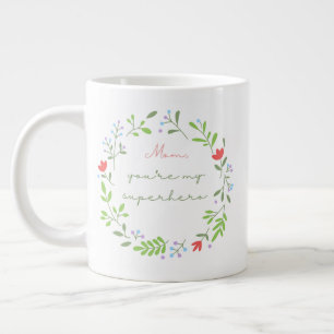 Mother's day floral green superhero mom large coffee mug