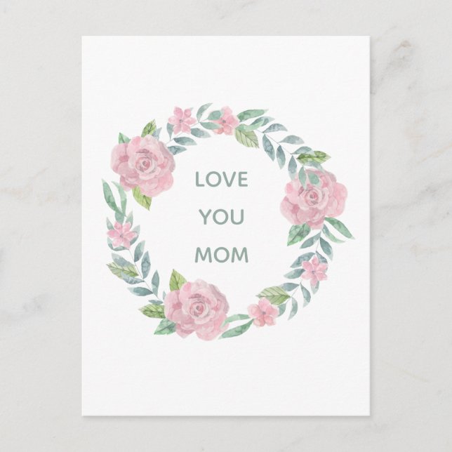 Mother's Day Floral Love You Mom Holiday Post Card (Front)