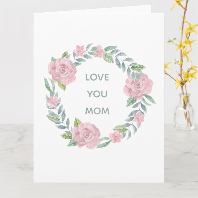 Mother's Day Floral Love You Mum Folded Card (Yellow Flower)