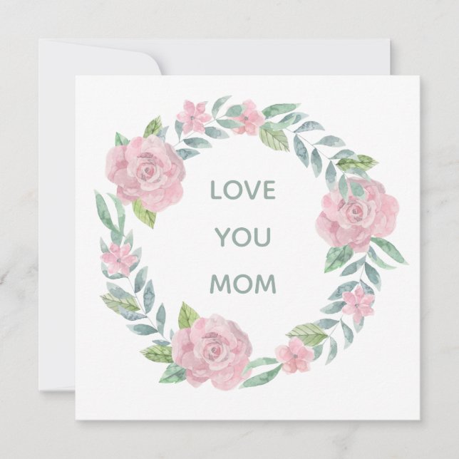 Mother's Day Floral Love You Mum Square Card (Front)