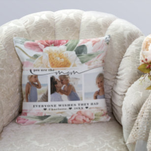 Mother's Day   Floral Three Photo Collage Cushion
