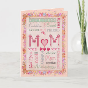Mothers Day Floral Typography Greeting Card