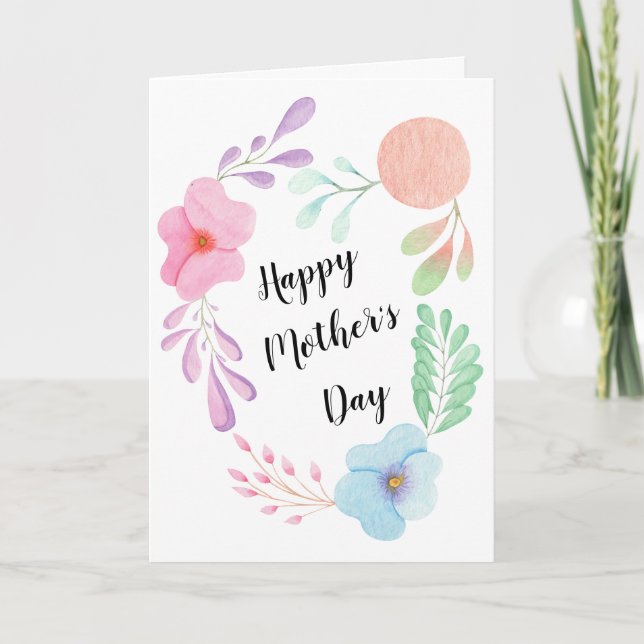 Mother's Day Flower Floral Custom Design Pretty Card (Front)