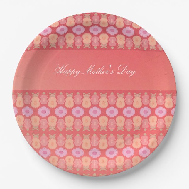 Mothers Day Flowered Paper Plates (Front)