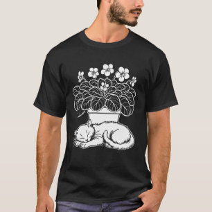 Mothers Day Flowers African Violets Cat Plant Love T-Shirt