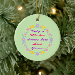 Mothers Day Flowers and Butterflies Custom Ceramic Tree Decoration