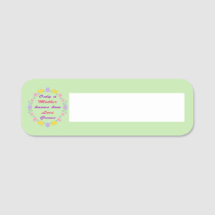 Mothers Day Flowers and Butterflies Name Tag