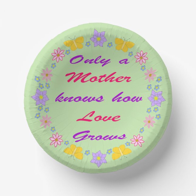 Mothers Day Flowers and Butterflies Paper Plate (Front)