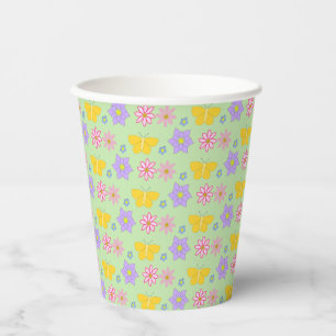 Mothers Day Flowers and Butterflies Patterned Paper Cups