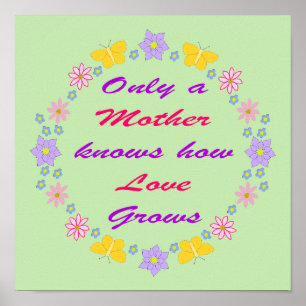Mothers Day Flowers and Butterflies Poster