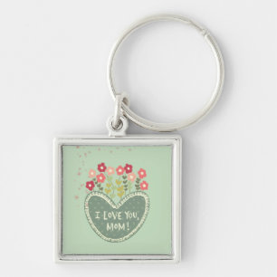 Mother's Day, Flowers in a love , Elegant, Simple Key Ring