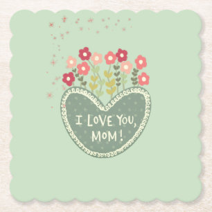 Mother's Day, Flowers in a love , Elegant, Simple Paper Coaster