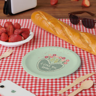 Mother's Day, Flowers in a love , Elegant, Simple Paper Plate