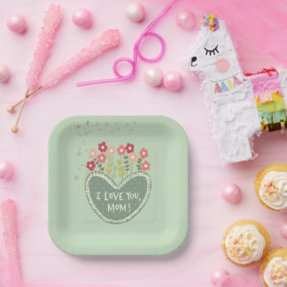 Mother's Day, Flowers in a love , Elegant, Simple Paper Plate