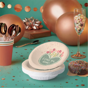 Mother's Day, Flowers in a love , Elegant, Simple  Paper Plate