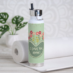 Mother's Day, Flowers in a love , Elegant, Simple  Water Bottle