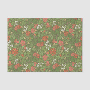 Mother's Day Flowers Red & White Green Foliage Tissue Paper