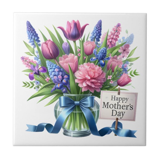 Mothers Day Flowers Tile (Front)