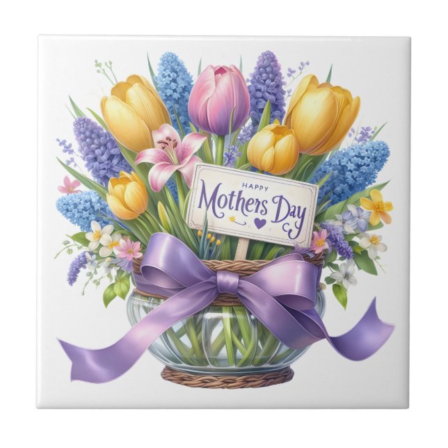Mothers Day Flowers Tile (Front)