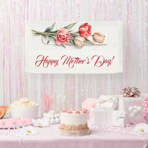 Mother's Day Flowers Tulips Watercolor Banner