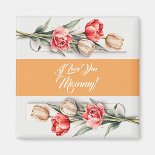 Mother's Day Flowers Tulips Watercolor. Magnet