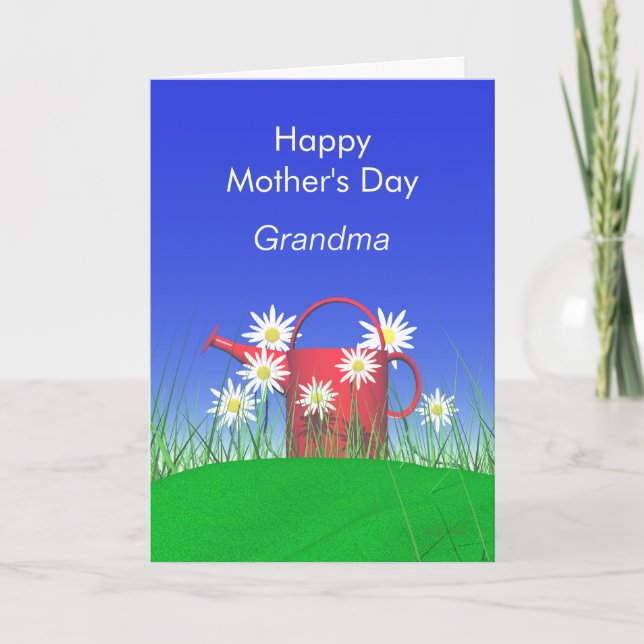 Mothers Day for Grandma Daisies and Watering Can Card (Front)
