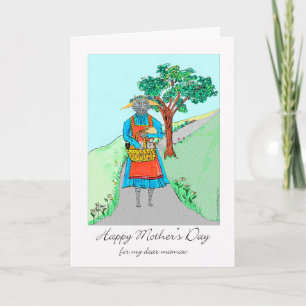 Mother's Day for Mamaw with Mother Cat and Basket Card