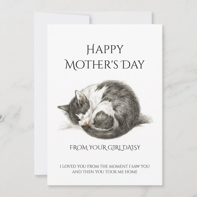 Mother's Day From Cat Custom Photo Or Illustration Holiday Card (Front)