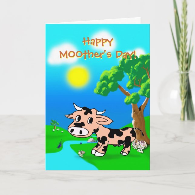 Mothers Day from Pink Princes with cow and whale Holiday Card (Front)